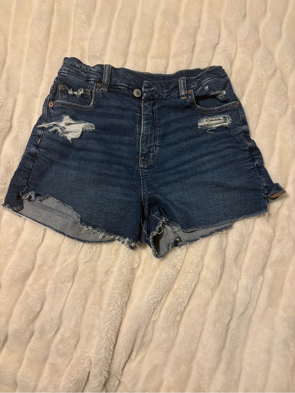 American Eagle Outfitters Dark Blue Distressed Denim Cutoff Shorts